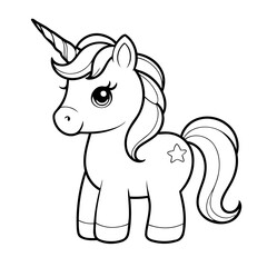 Cute vector illustration Unicorn drawing colouring activity