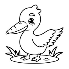 Cute vector illustration Pelican doodle for kids colouring page