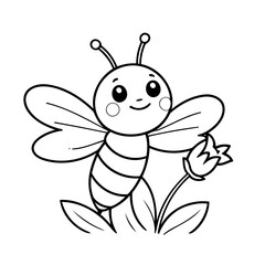 Cute vector illustration bee doodle for toddlers worksheet