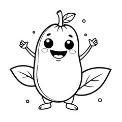 Vector illustration of a cute Papaya drawing for kids colouring activity