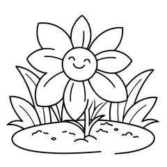 Simple vector illustration of Flower for toddlers colouring page