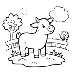 Cute vector illustration Farm colouring page for kids
