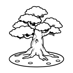 Simple vector illustration of Bonsai doodle for toddlers worksheet