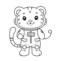 Cute vector illustration Tiger drawing for toddlers coloring activity