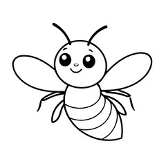 Vector illustration of a cute Bee doodle for kids coloring worksheet