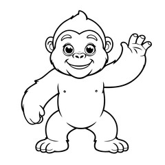 Simple vector illustration of Gorilla colouring page for kids