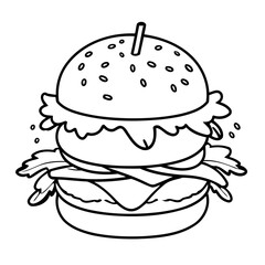 Simple vector illustration of Burger for children colouring activity