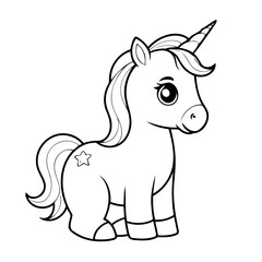 Vector illustration of a cute Unicorn doodle for children worksheet