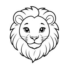 Vector illustration of a cute Lion drawing for kids colouring activity