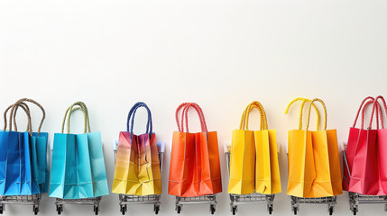 Row of Shopping Bags on Rack