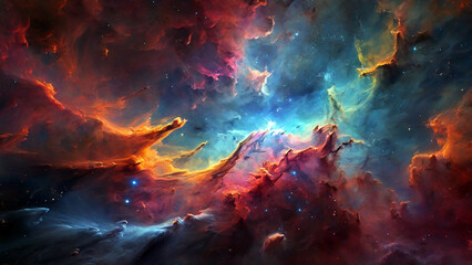 Colourful nebula in space 