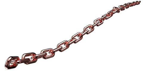Copper chain isolated on a transparent background. 3D render.