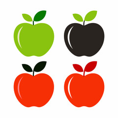 Colorful Apple Fruit Icon Set Vector Graphic Collection for Modern Design Projects