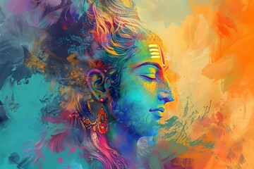 divine protector shiva abstract transformation and spiritual guidance colorful digital painting