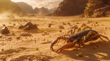 Close-up of a scorpion in the desert in high resolution and high quality. animals concept - obrazy, fototapety, plakaty