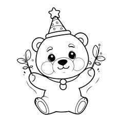 Cute vector illustration bear drawing for children page