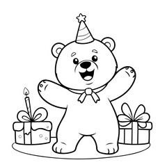 Vector illustration of a cute Bear doodle colouring activity for kids