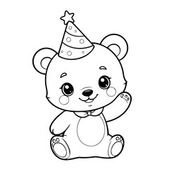 Cute vector illustration bear for toddlers colouring page