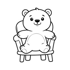 Simple vector illustration of Bear drawing for toddlers coloring activity