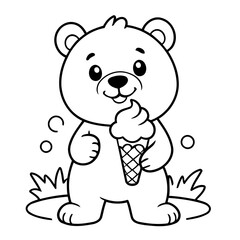 Simple vector illustration of Bear drawing for children page
