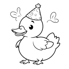 Simple vector illustration of duck for kids coloring page