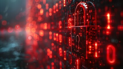 Obraz premium Cyber security concept. digital padlock on abstract cyber security with binary code