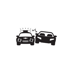Fototapeta premium Warning: Car Accident Ahead! Danger! Avoid Crush!