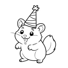 Vector illustration of a cute hamster doodle colouring activity for kids