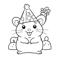 Simple vector illustration of hamster drawing for kids colouring activity