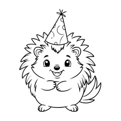 Cute vector illustration hedgehog drawing for colouring page