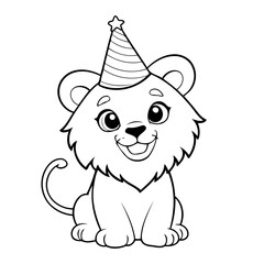 Simple vector illustration of lion for children colouring activity