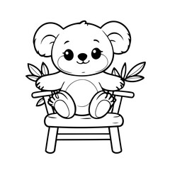 Simple vector illustration of Koala hand drawn for toddlers