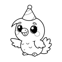 Vector illustration of a cute parrot drawing for kids page