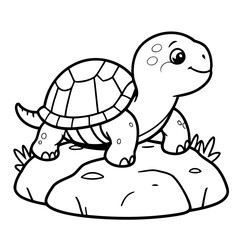 Simple vector illustration of Turtle hand drawn for toddlers