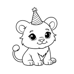 Simple vector illustration of tiger doodle for toddlers worksheet