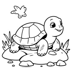 Cute vector illustration Turtle doodle for children worksheet