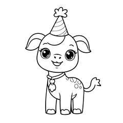 Vector illustration of a cute giraffe drawing for kids colouring page