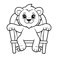 Cute vector illustration Lion doodle for toddlers colouring page