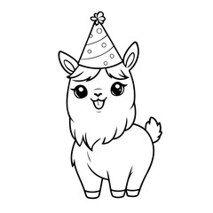 Cute vector illustration Llama doodle for toddlers worksheet