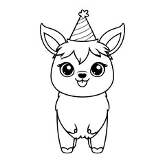 Simple vector illustration of Llama drawing for kids page