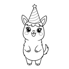Cute vector illustration Llama drawing for toddlers coloring activity