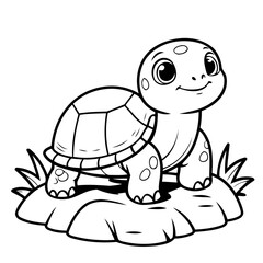 Vector illustration of a cute Turtle drawing for toddlers book