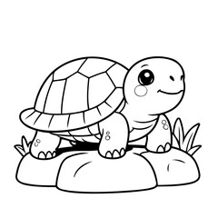 Cute vector illustration Turtle hand drawn for toddlers