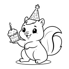 Vector illustration of a cute squirrel doodle for toddlers worksheet