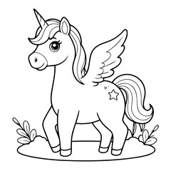 Simple vector illustration of Unicorn drawing for children page