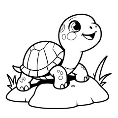 Cute vector illustration Turtle hand drawn for kids page