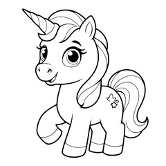 Cute vector illustration Unicorn doodle for kids colouring page