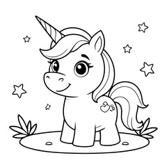 Cute vector illustration Unicorn drawing for toddlers book