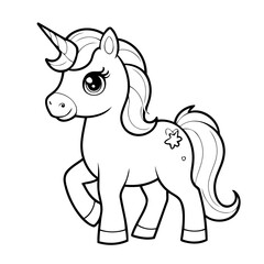 Simple vector illustration of Unicorn drawing for toddlers coloring activity