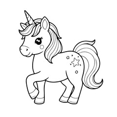Simple vector illustration of Unicorn for kids coloring page